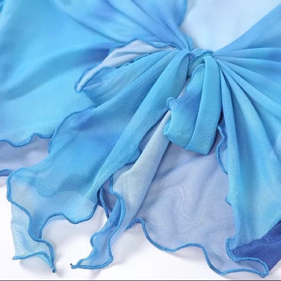 Blue Cozumel Asymmetrical Bodycon Skirt Set Beach Festival Coverup Mini Coverup - Picture 9 of 14